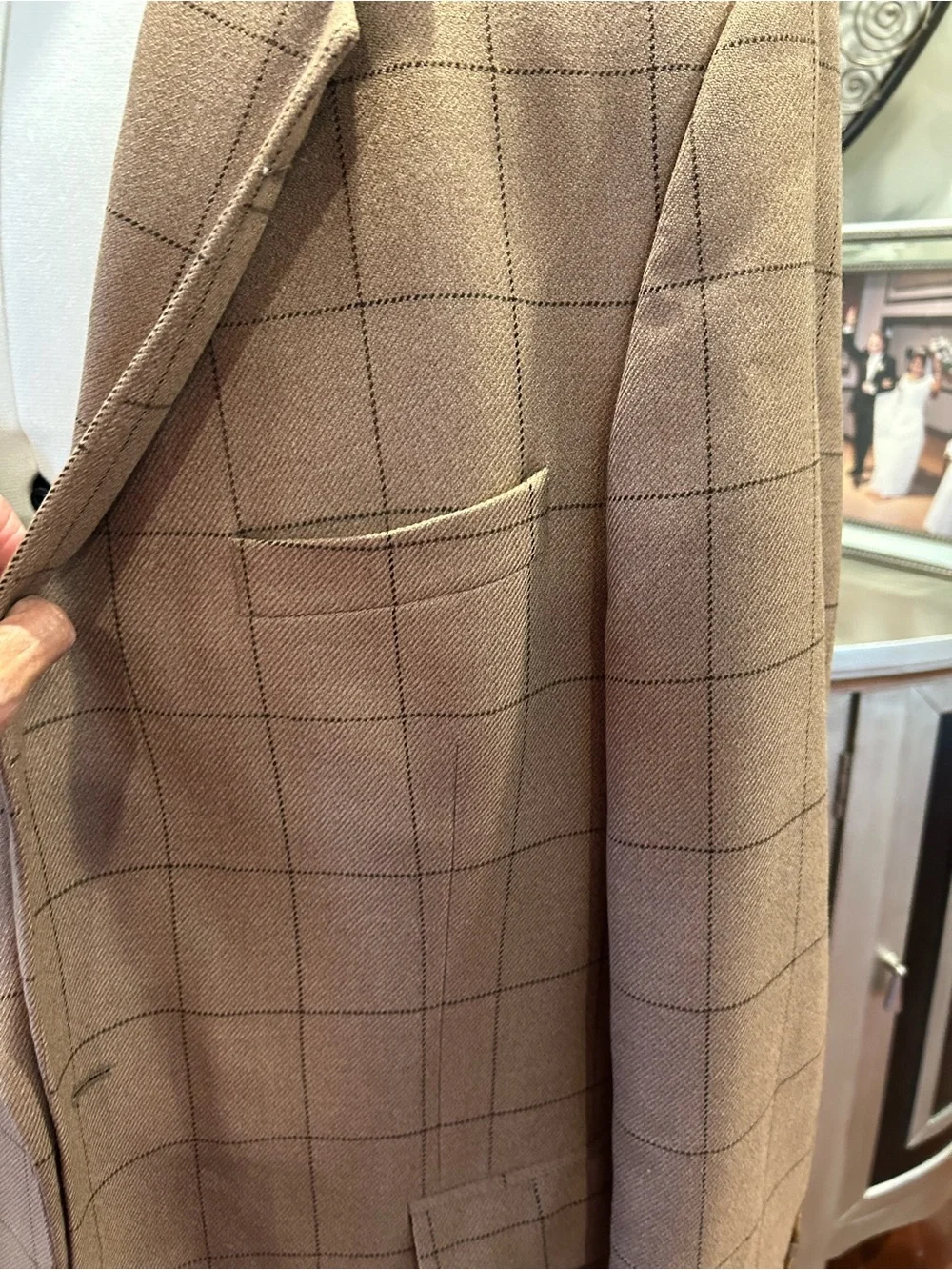 Paul Fredrick Men's Tan Windowpane LambWool Blazer